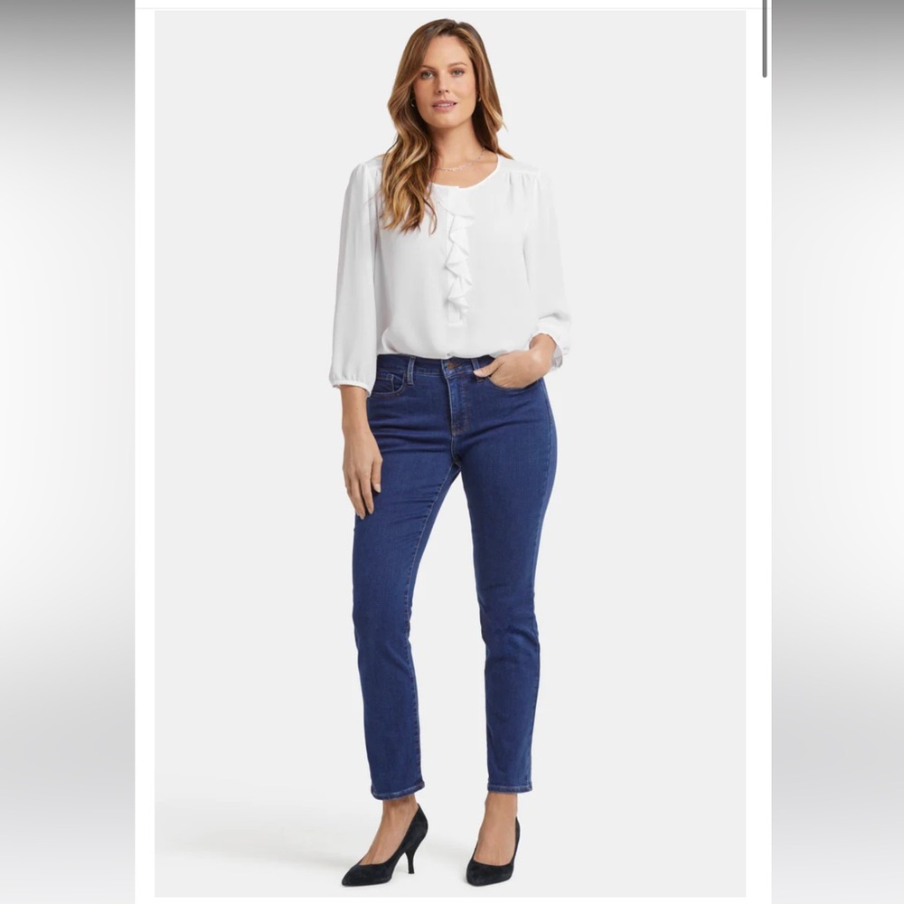 NYDJ Women's Mid Rise Sheri Slim Fit Skinny Jeans Dark Wash Blue Size 14W - Picture 4 of 12